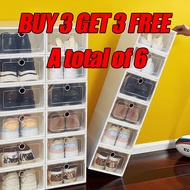 6pcs Large Size Colorful Shoe Box Plastic shoe rack organizer With Cover Foldable Shoe Storage