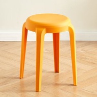 日本暢銷 - （橘色）簡易可堆疊圓凳 木椅 木凳