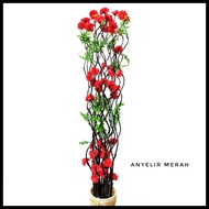 20 Batang Bambu Ulir Hias Anyelir Merah / Anyelir Kuning / Anyelir Pink / Anyelir Ungu / Daun Maple 