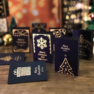 [SG Stock] Christmas Foil Greeting Card – Elegant Black and Gold Holiday Blessing Card