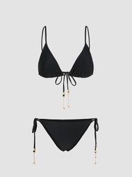 Cider Knotted Triangle Bikini Swimsuit