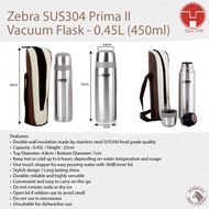 [TeoHin] Zebra SUS304 Prima II Vacuum Flask w/ Carry & Keep Warm Bag 0.35L 0.45L 0.8L 1.0L  Liter Li