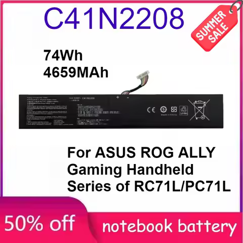 C41N2208 4659mAh 74Wh Laptop Battery Tested for ASUS ROG ALLY Gaming Handheld Series of RC71L/PC71L 