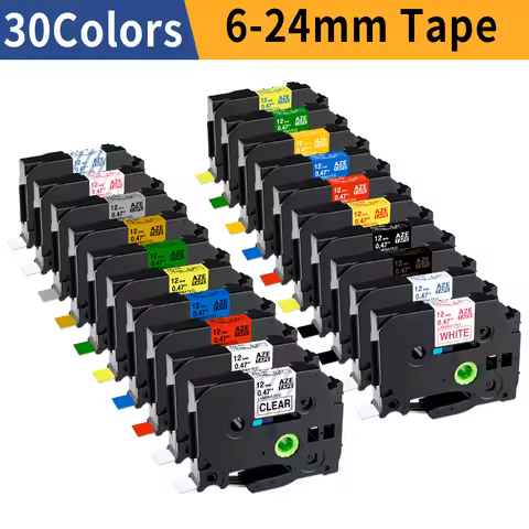 Aken Label Maker Tape 6mm 9mm 12mm AZE-211 221 231 Printer Ribbon Compatible for Brother P-touch PT-