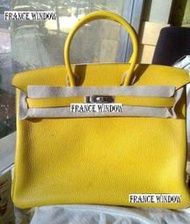 France Window 愛瑪仕柏金包Hermes Birkin 定制檸檬黃色拼紫羅蘭色 銀扣35Cm Togo皮