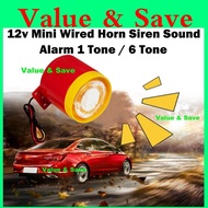 12V 1 Tone 6 Tone Mini Car Alarm Siren Horn Alarm Speaker Horn Siren Sound Alarm