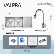 Kitchen Sink Valpra 120x50 cm / Bak Cuci Piring Stainless 12050 Double VHE12050
