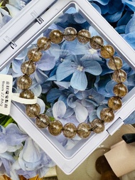 精品級天然金銀銅髮魔鬼髮晶9mm22.86g鋼絲球效應避邪擋煞招財