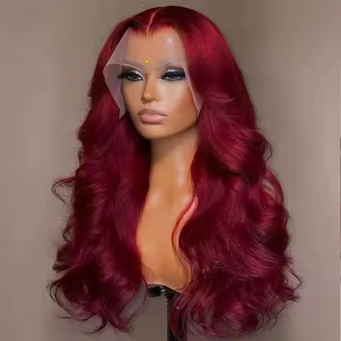 42 46 Inch Brazilian Body Wave 99J Burgundy 13x4 Lace Frontal Wig 13x6 HD Transparent Lace Front Hum
