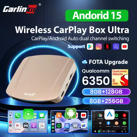 256G Carlinkit Android Auto Wireless Adapter CarPlay Tv Box Android 15 Ultra CarPlay Ai Box GPS QCM6