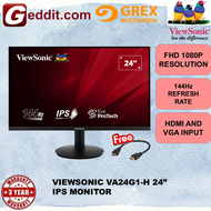 VIEWSONIC VA2432-H-W /VA240A-H / VA24G1-H 24" 1msFHD IPS MONITOR FRAMELESS DESIGN + BUNDLED WITH HDM
