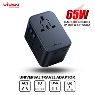 Vivan VPS-T004A Travel Adapter Charger Head GaN 65W USB-C USB-A-original