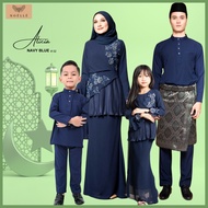 NOELLE Baju Raya Family Sedondon 2024 Baju Kurung Ibu Anak Baju Melayu Ayah Anak Baby Sedondon ALICIA - NAVY BLUE 02