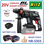 HITZ 20V HB-5355 CORDLESS ROTARY HAMMER BRUSHLESS MOTOR BATTERY BATERI WIRELESS HEAVY DUTY BL MOTOR 