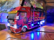 MINIATUR TRUK OLENG KAYU BIG JUMBO P-45 CM SPIDERMAN FULL LAMPU TERPAL / TRUK OLENG MURAH