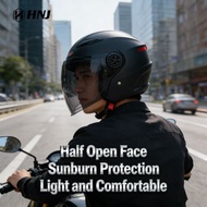 HNJ Helmet Half Cut 100% Original Open Face 1/2 Topi Keledar Adults Black Visor