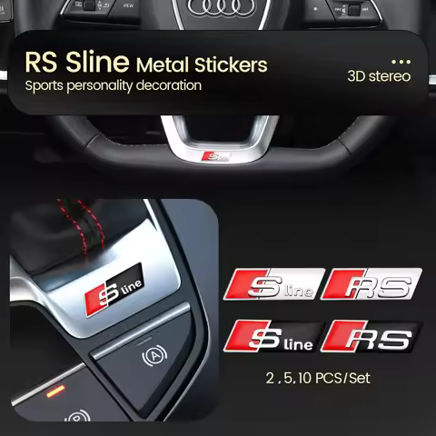 3D Aluminum SLINE RS Badge Car Steering Wheel Sticker Auto Emblem Decoration Accessories for Audi S