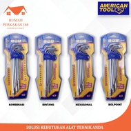 KUNCI L SET AMERICAN TOOL BINTANG / HEXAGONAL / LONG / KUNCI L SET AMERICAN TOOL BOLPOINT - HEXAGONA