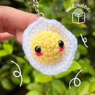 GANTUNGAN FRIED EGG Amigurumi Crochet Keychain FRIED EGG Crochet Keychain/ Sunny Side Up Keychain/ F