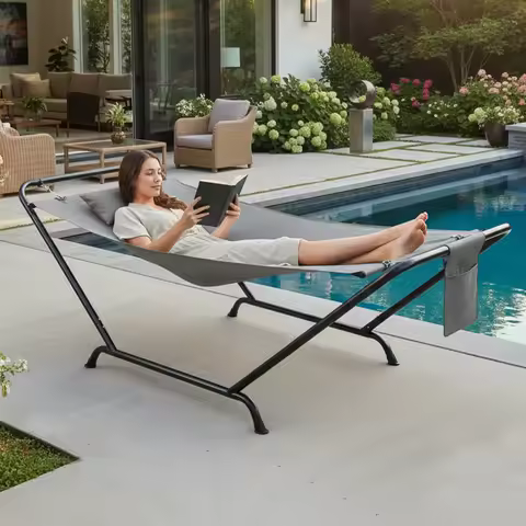 235 * 92 * 80CM 2 * 0.9M 600D Double Layer Oxford Hammock, Grey, Hammock Set 600lbs
