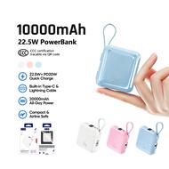 【SG Seller】CCC QR Code Mini Power Bank 10000mAh 22.5W Fast Charge Charging Portable Built in Cable w