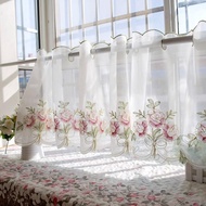 Elegant Short Embroidered Kitchen & Room Divider Curtain