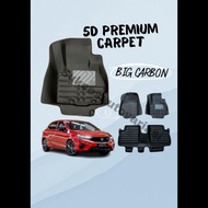 5D Premium Carbon Motif Carpet for Honda all New city hatchback
