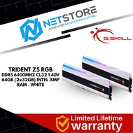 G.SKILL TRIDENT Z5 RGB DDR5 6400MHZ CL32 1.40V 64GB (2x32GB) INTEL XMP - WHITE - F5-6400J3239G32GX2-