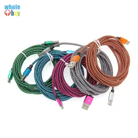 300pcs good Quality 1m 2m 3m Double Color Snake Weave Type C 8pin Micro Usb Data Sync Charger Cable 