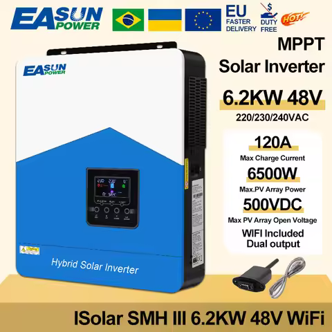 EASUN POWER 7KVA 7000VA Hybrid Solar Inverter 48V Built MPPT 110A Solar Controller 230VAC Voltage Ma