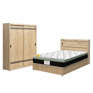 [特價]IHouse-品田 房間4件組(床頭箱+床底+床墊+衣櫃) 單大3.5尺梧桐