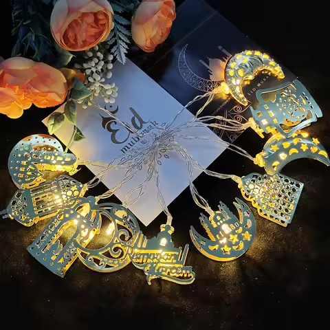 Eid Mubarak Led Lights String Moon Star Ramadan Decoration 2024 Islam Muslim Event Party Supplies fo