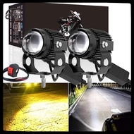 [8C11] 2Pcs Motorcycle LED Driving Lights 60W White Amber Projector Pods Energy Efficient for Daylig