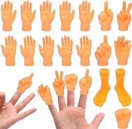 17 Pack Tiny Hands Fingers, MIKIMIQI Mini Hands Finger Puppets Little Rubber Left Right Finger Hand Fun Realistic Miniature Hands for Puppet Show Gag Performance Party Favors