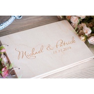 Personalized Wedding Guest Book, Wedding Photo Album Gift Custom Bride & Groom Wooden Kraft Guest Bo