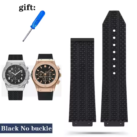 For hublot Big Bang Series Soft Watch Strap For HUBLOT Wrist Bracelet 26mm*19mm Black Silicone water