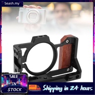 Seashorehouse Camera Video Rig Cage Aluminum Stabilizer with Wood Handle 3/8in 1/4in Screw Cold Shoe