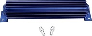 1 Set SHLPDFM Blue Aluminum Universal 12" Dual Pass Finned Transmission Oil Cooler with two 1/4" NPT