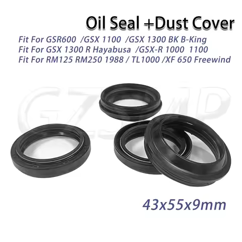 Front Fork Oil Seal 43x55x9 Dust Cover Fit for Suzuki RM250 125 GSX- R1000 R1100 GSX1300R GSX1300 BK