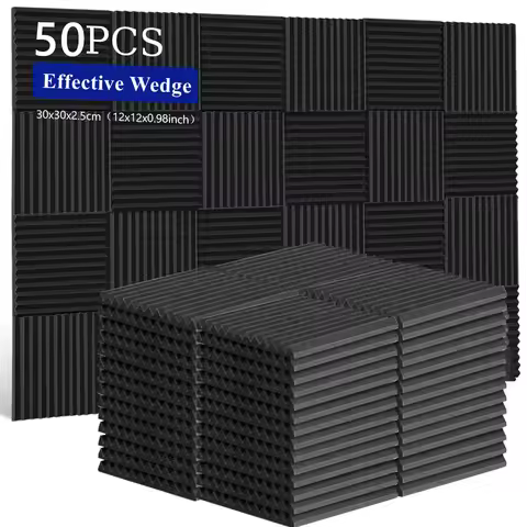 Make friend 50Pcs 30x30x2.5cm Studio Acoustic Foam SoundProof Effective Wedge Tiles Sound Insulation