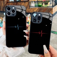Mysterious Black background Heartbeat Glass Case for iPhone 17 16 15 14 13 12 11 8 7 6 6s 6p 7p 8p 6