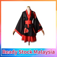 Akatsuki Shippuden Costume Akatsuki Cloud Print Dress Women Girls Halloween Kimono Cosplay