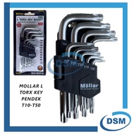 MOLLAR SHORT TORX HEX KEY SET 9 PCS SHORT TORX HEX KEY T10-T50 114