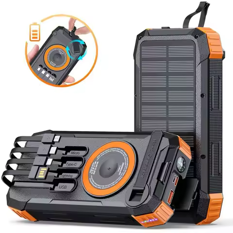 Hand Crank Solar Power Bank 20000mAh Magnetic Wireless Charger for iPhone Airpods Apple Watch Charge