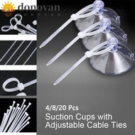 DONOVAN 4/8/20Pcs Aquarium Suction Cups Set, Strong Suction Adjustable Cable Ties Fish Tank Suction Hooks, Plants Binding Aquarium Supplies Transparent Suction Clip Cable Ties Kit