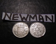 Uang Koin Kuno Perak 1 per 10 Gulden Wilhelmina Jaman Belanda
