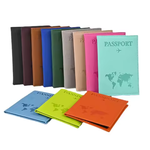Frosted Map Pattern Passport Covers Color Change PU Passport Holder Flight Ticket Clip ID Holder Pas
