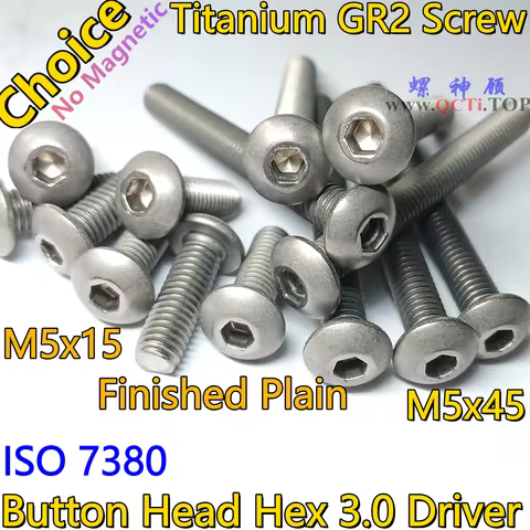 10pcs ISO 7380 Titanium screw M5x6 M5x50 M5x8 M5x10 M5x12 M5x14 M5x16 M5x18 M5x20 M5x35 M5x40 M5x45 