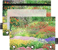 Vintage Flowers 3 Ring Binder Pencil Pouch Pen Pencil Bag Zipper Binder Women School Binders Clear P
