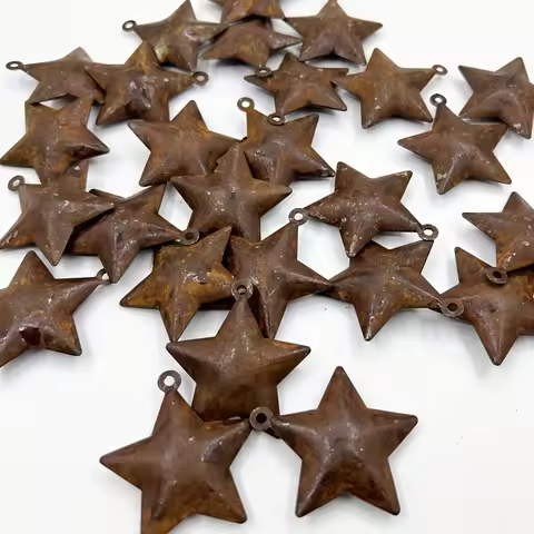 20 pieces per bag, rusty metal star-shaped bells. Small rusty star metal crafts for Christmas and fe